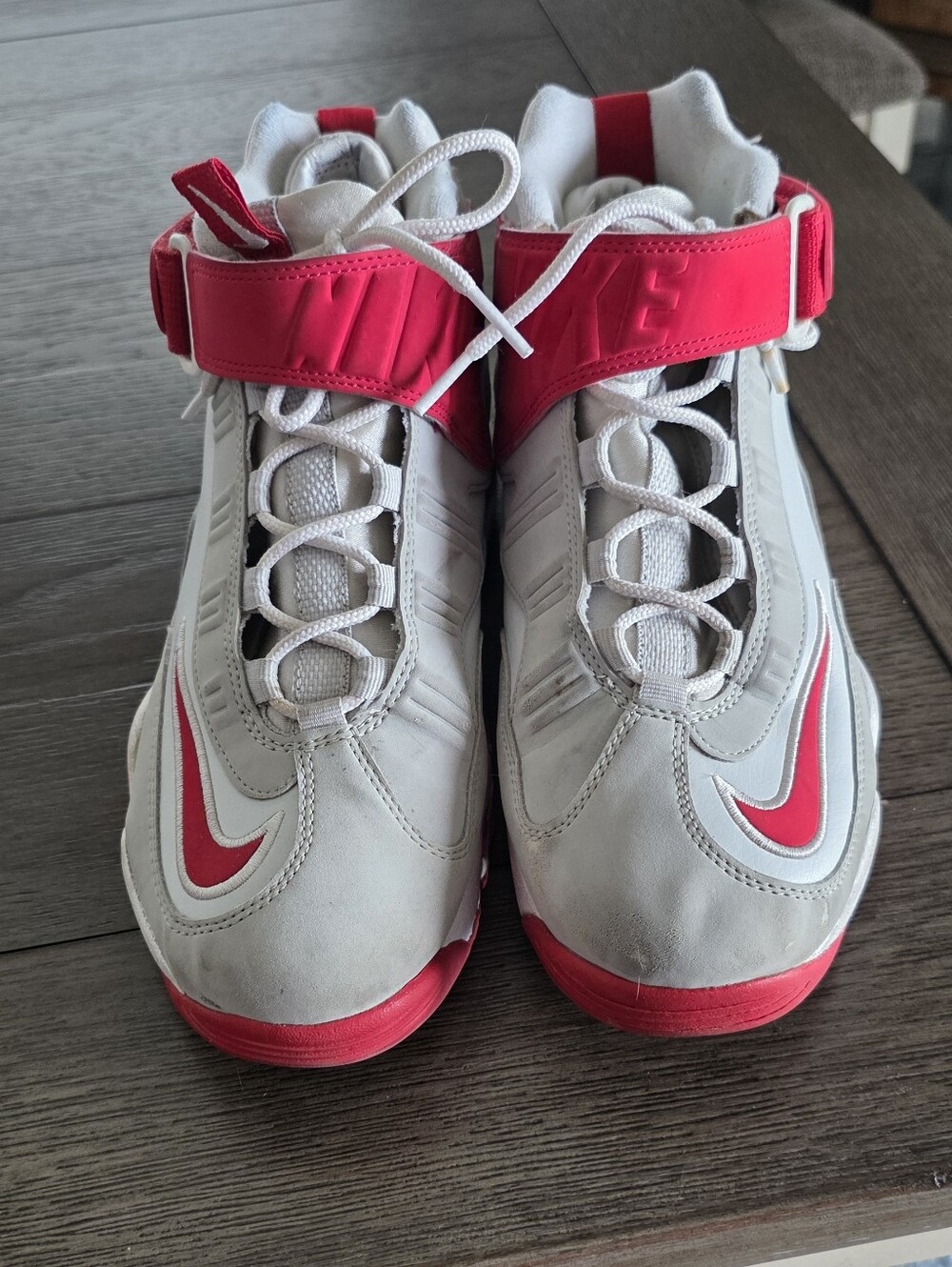 Nike Mens White and Gray Athletic High-Top Sneakers